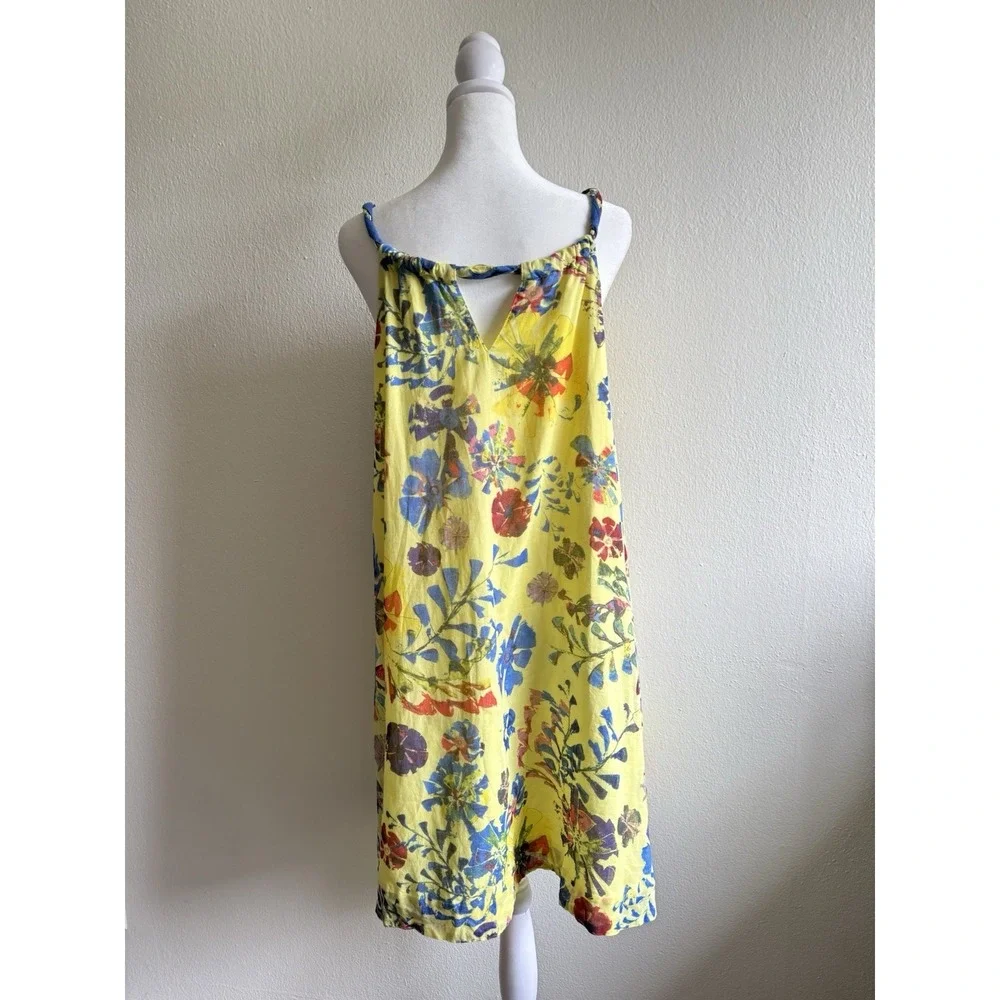 Anthropologie x Vanessa Virginia Yellow Floral Halter Shift Dress Women's 6 - Picture 2 of 7